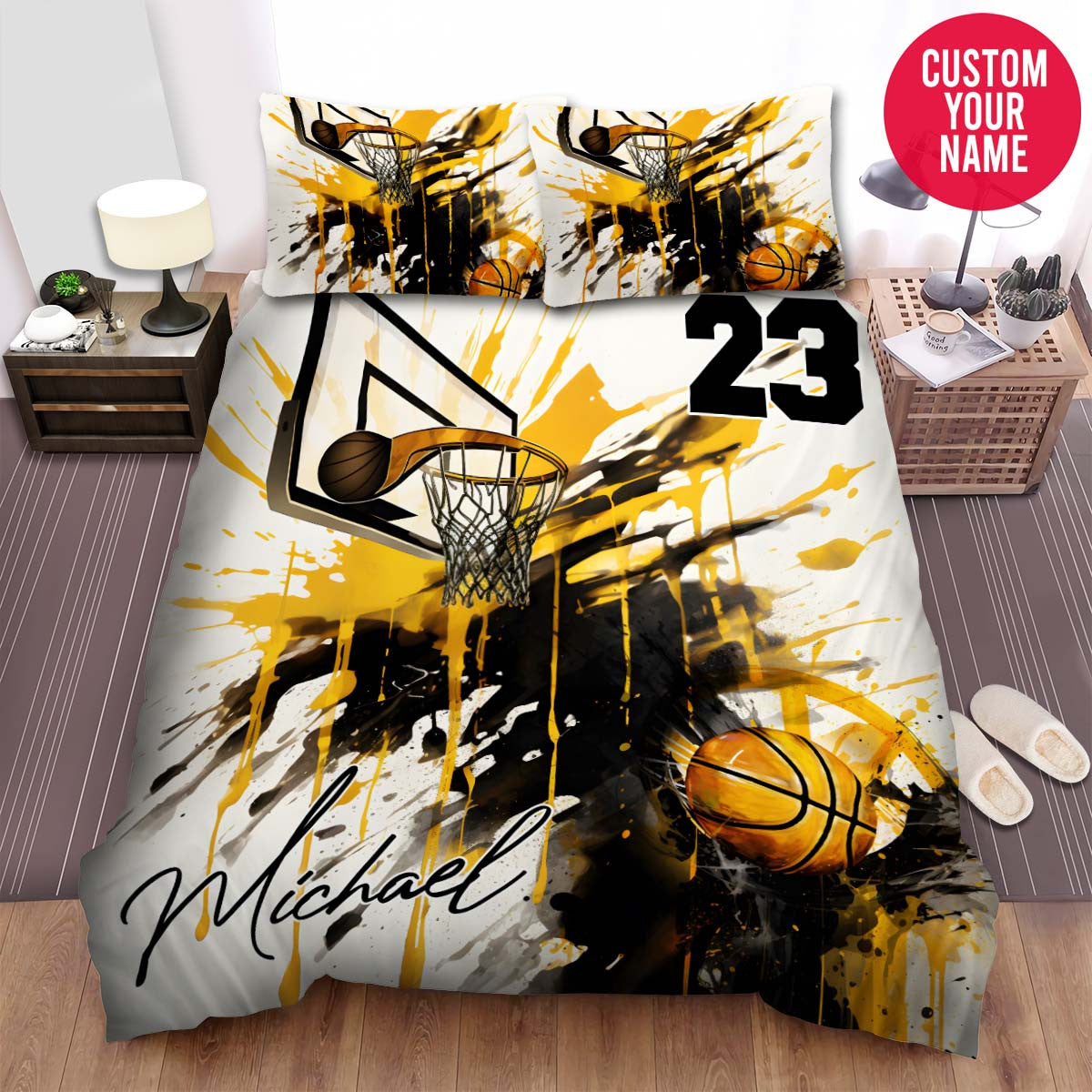 BlueJose Personalized Basketball Hoop And Ball For Basketball Lover Duvet Cover Bedding Set