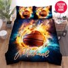 BlueJose Personalized Basketball Ball With Fire And Ice Duvet Cover Bedding Set