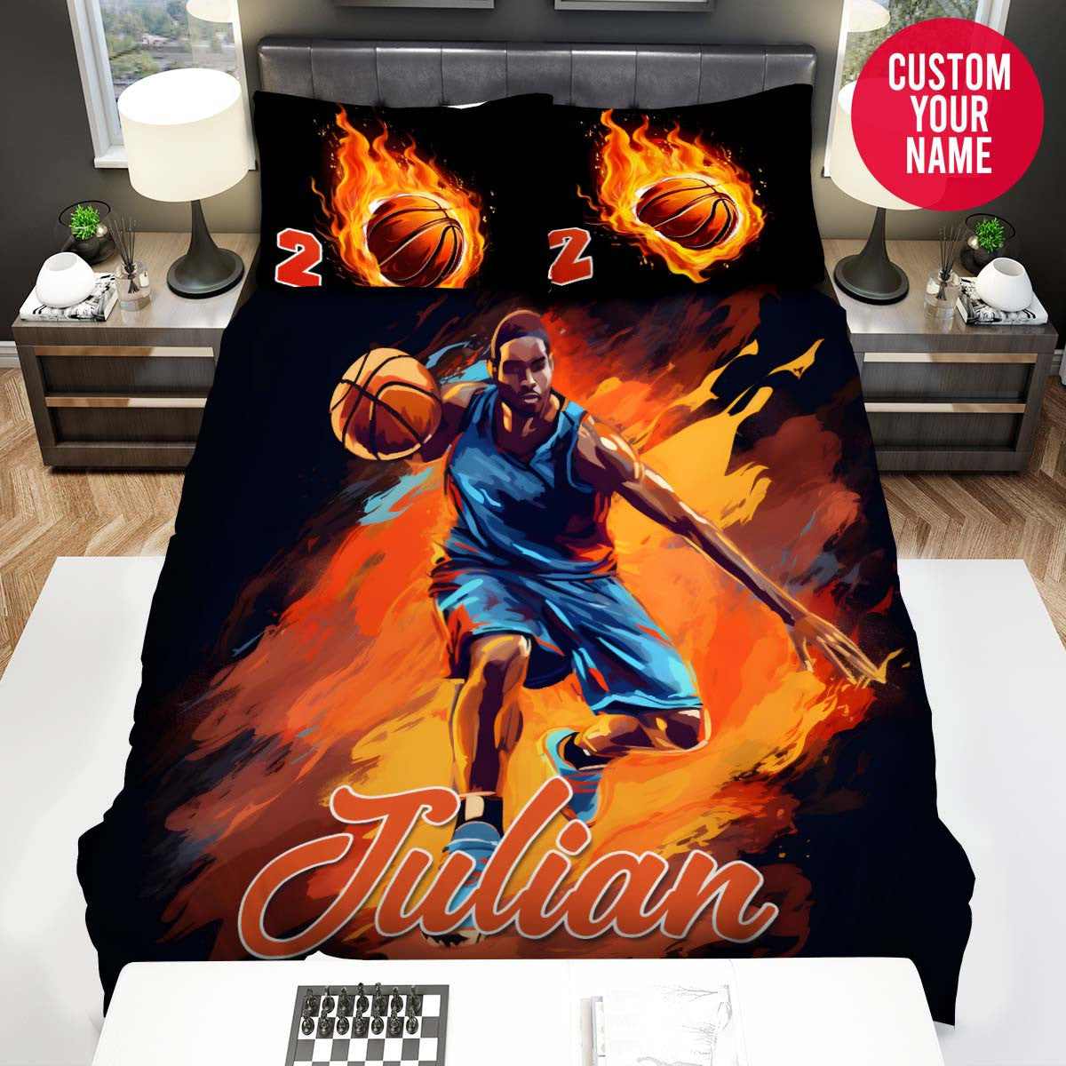 BlueJose Personalized Basketball Energy Custom Name Duvet Cover Bedding Set