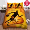 BlueJose Personalized Basketball Player Orange Background Custom Name Duvet Cover Bedding Set