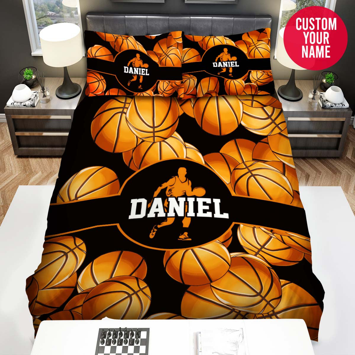 BlueJose Personalized Basketball Player With Ball Pattern Custom Name Duvet Cover Bedding Set