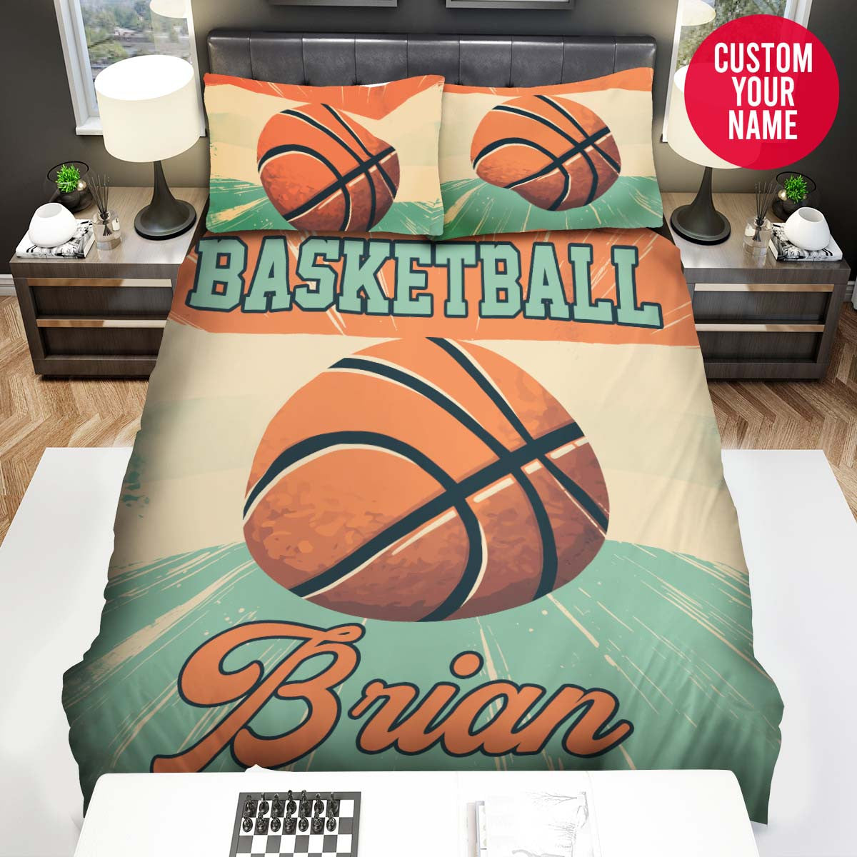 BlueJose Personalized Basketball Play For Victory Custom Name Duvet Cover Bedding Set