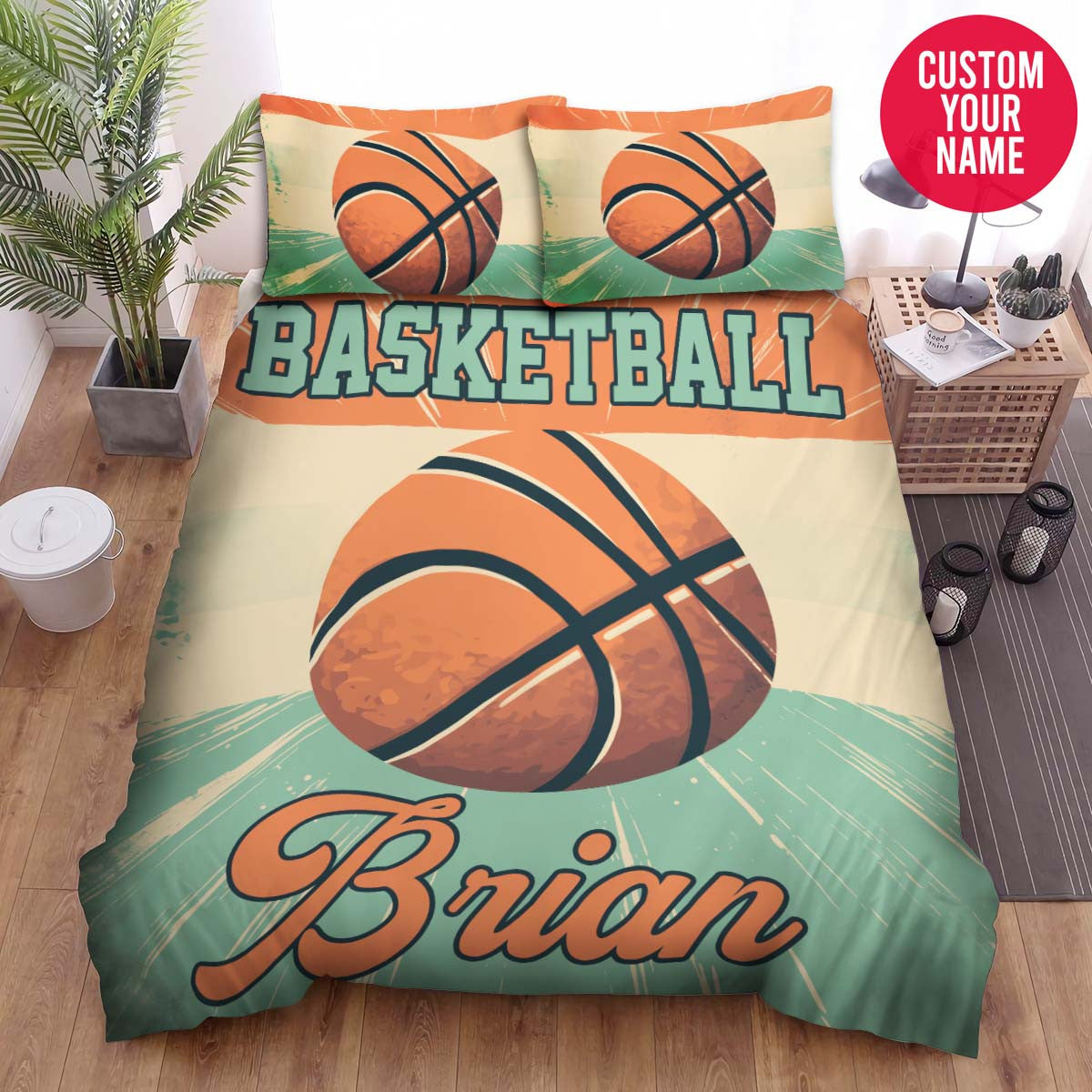BlueJose Personalized Basketball Play For Victory Custom Name Duvet Cover Bedding Set