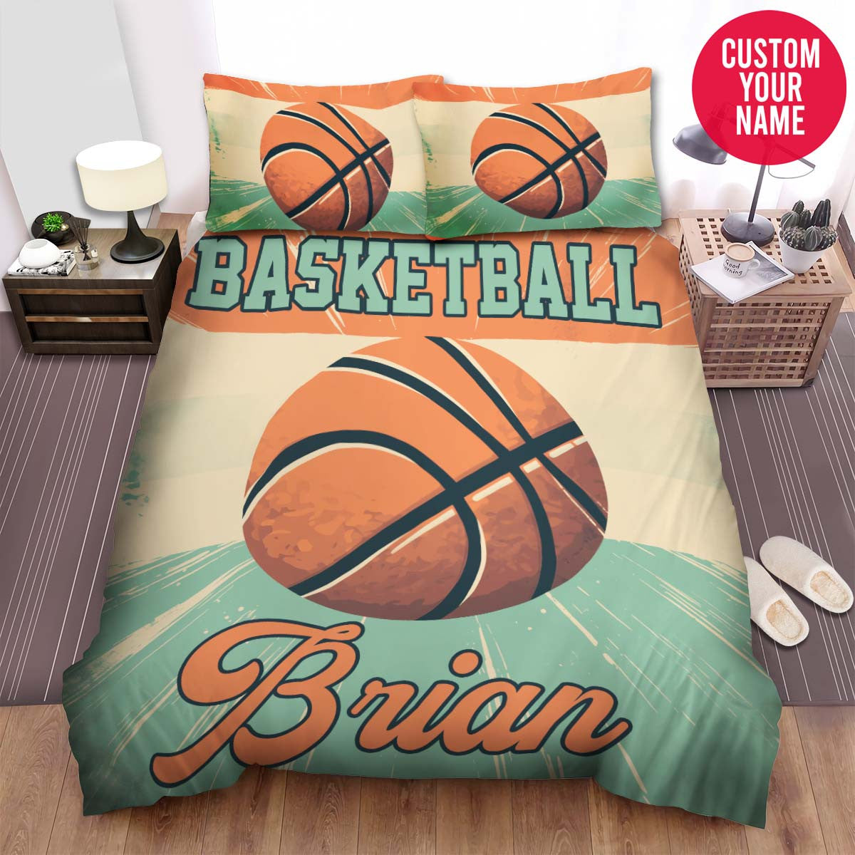 BlueJose Personalized Basketball Play For Victory Custom Name Duvet Cover Bedding Set