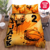 BlueJose Personalized Basketball Ball Orange Background Custom Name Duvet Cover Bedding Set