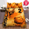 BlueJose Personalized Basketball Ball Orange Background Custom Name Duvet Cover Bedding Set