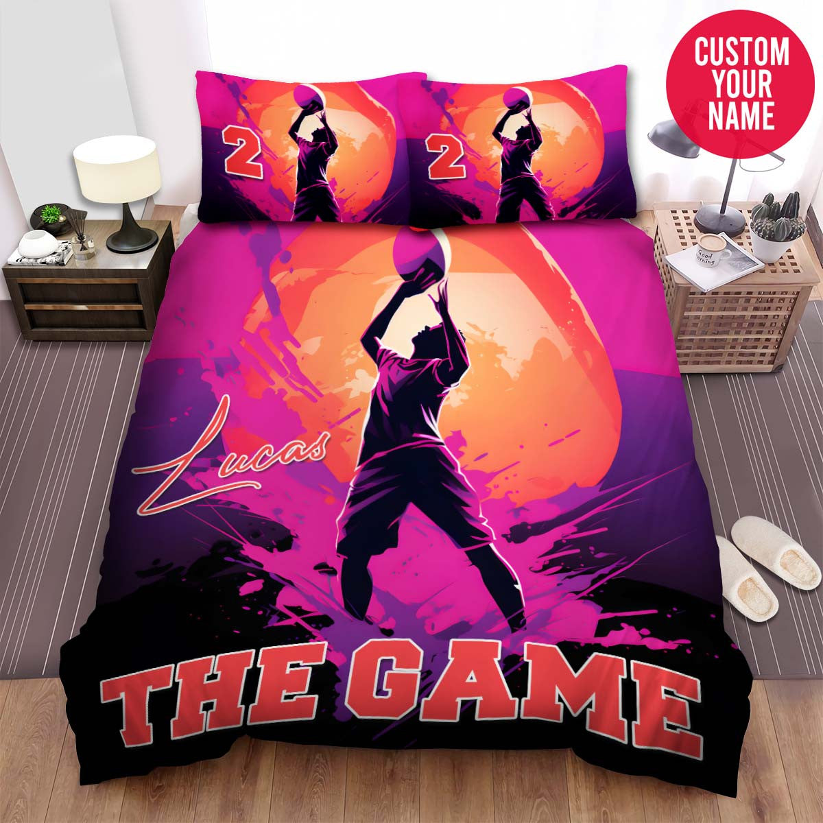 BlueJose Personalized Basketball The Game Custom Name Duvet Cover Bedding Set