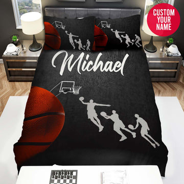 BlueJose Personalized Basketball Big Ball And Small Hoop Custom Name Duvet Cover Bedding Set