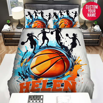 BlueJose Personalized Female Basketball Player Custom Name Duvet Cover Bedding Set