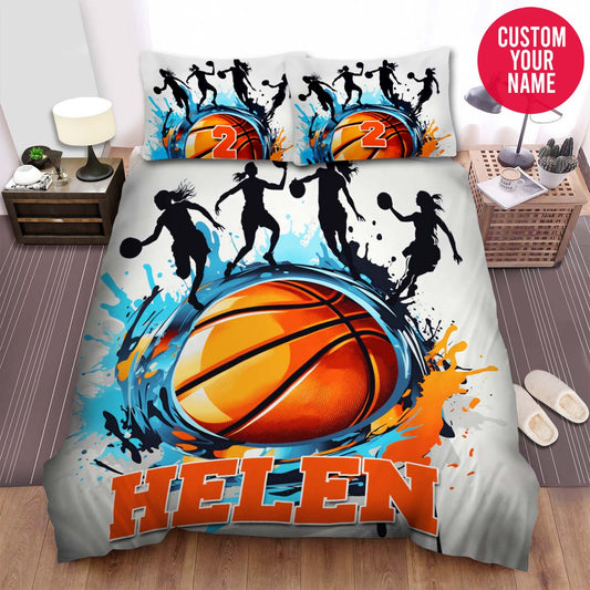BlueJose Personalized Female Basketball Player Custom Name Duvet Cover Bedding Set