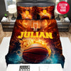 BlueJose Personalized Basketball Ball On Fire Court Custom Name Duvet Cover Bedding Set