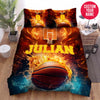 BlueJose Personalized Basketball Ball On Fire Court Custom Name Duvet Cover Bedding Set