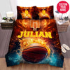 BlueJose Personalized Basketball Ball On Fire Court Custom Name Duvet Cover Bedding Set