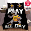 BlueJose Personalized Cute T-Rex Play Basketball Custom Name Duvet Cover Bedding Set
