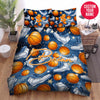 BlueJose Personalized Basketball Ball And Sneaker Pattern Custom Name Duvet Cover Bedding Set