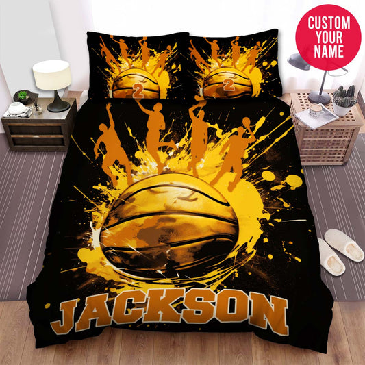 BlueJose Personalized Basketball Painting With Players Custom Name Duvet Cover Bedding Set