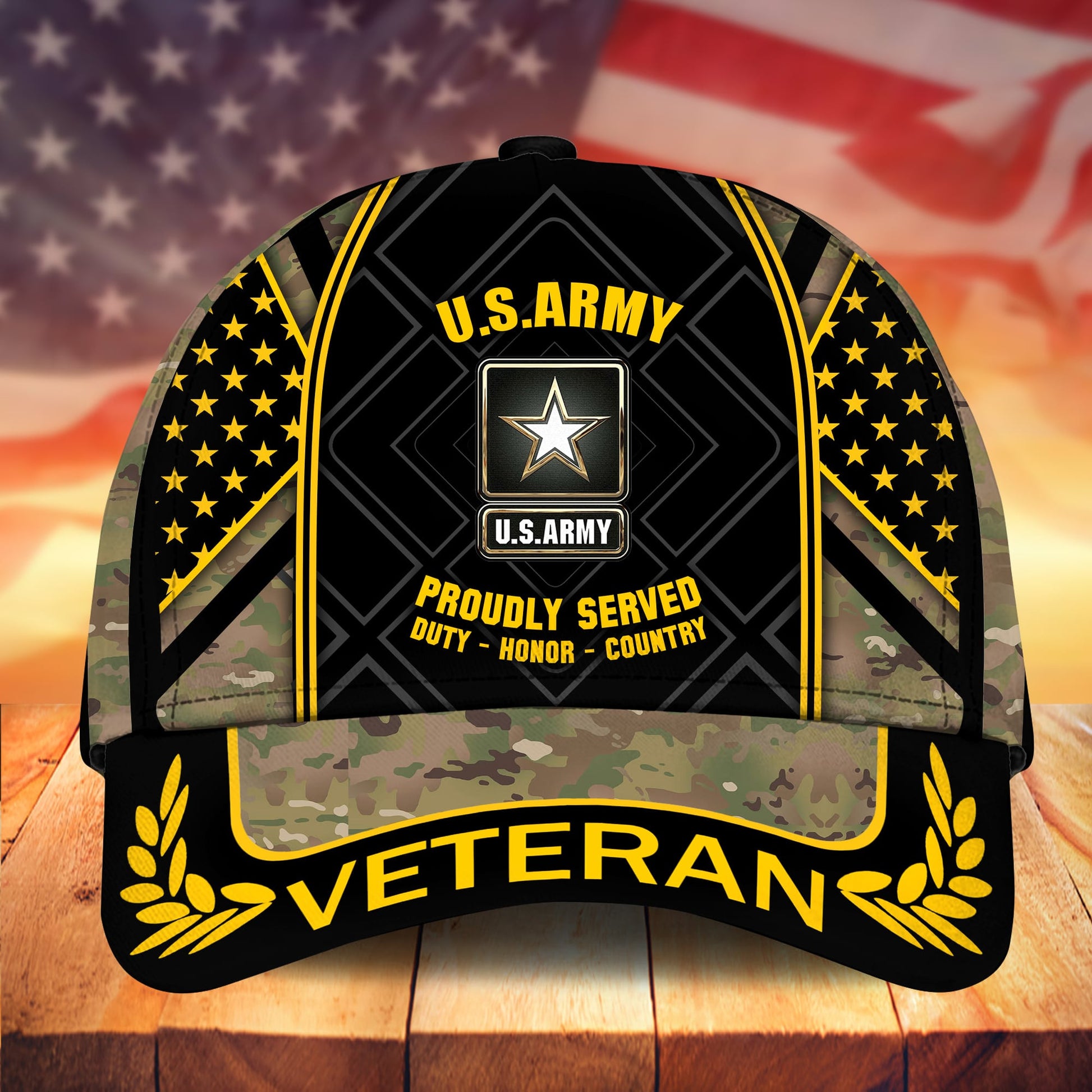 BlueJose Premium Camo Soldiers US Veteran Cap APVC200901