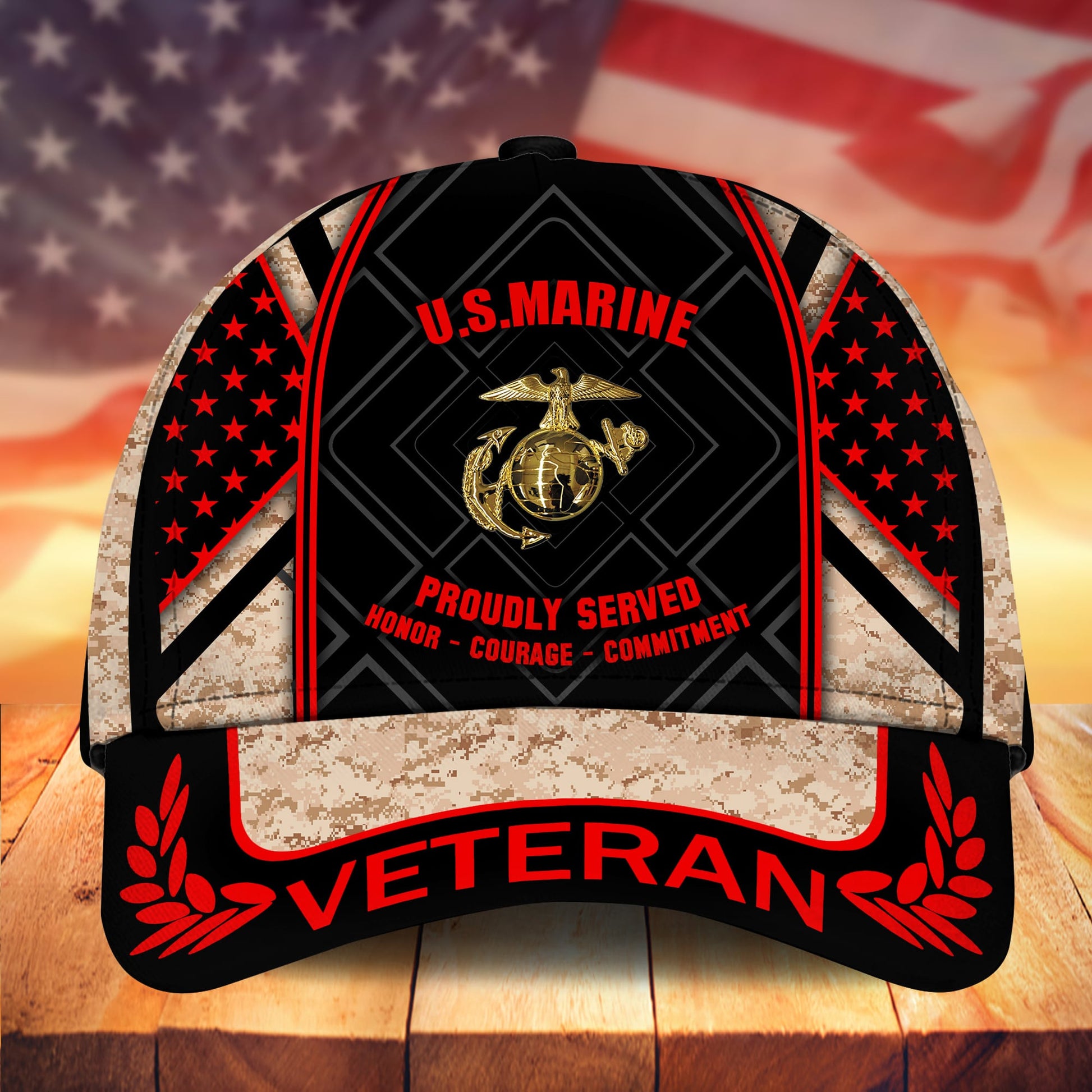 BlueJose Premium Camo Soldiers US Veteran Cap APVC200901