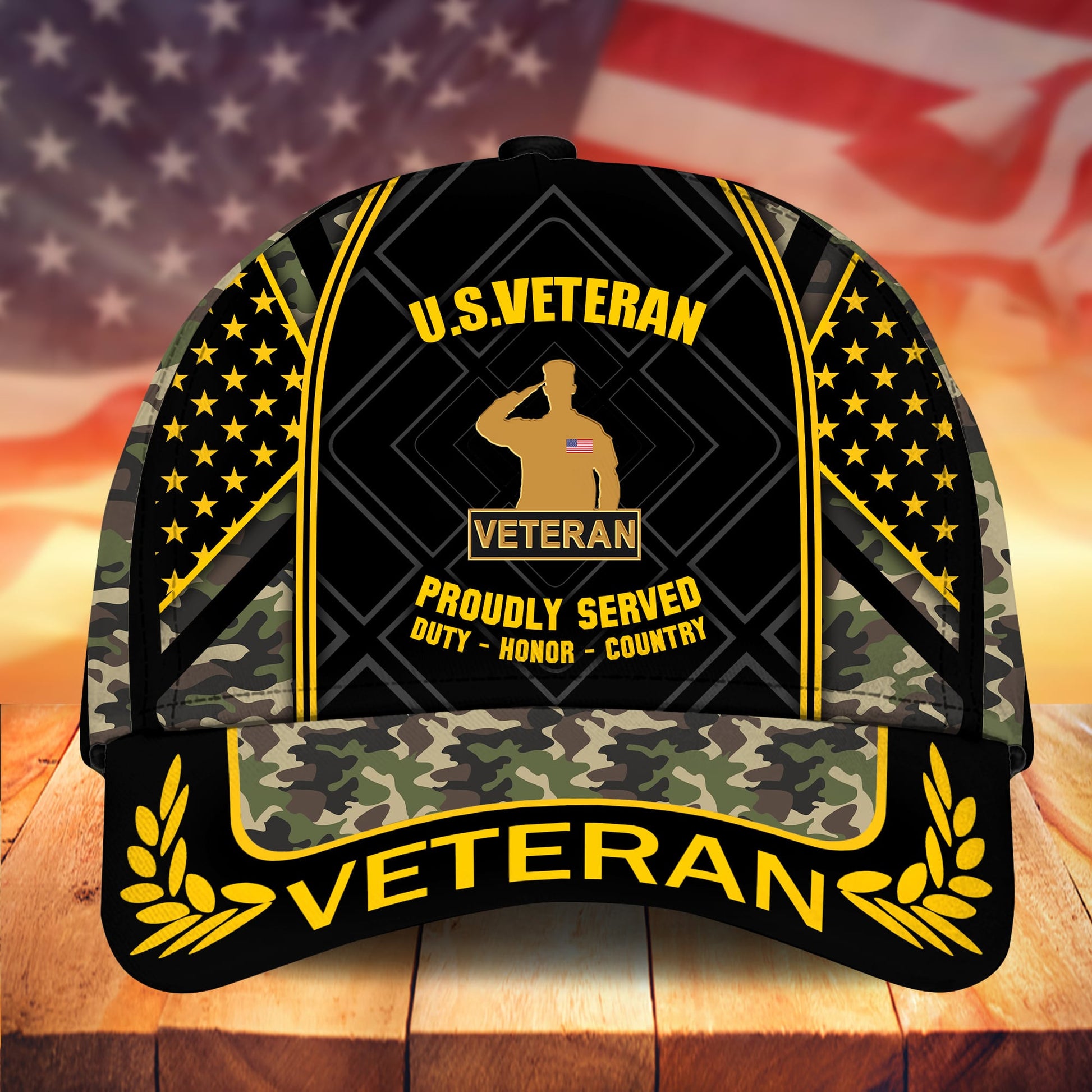 BlueJose Premium Camo Soldiers US Veteran Cap APVC200901