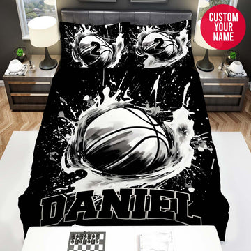 BlueJose Personalized Basketball Ball Graffiti Black And White Duvet Cover Bedding Set