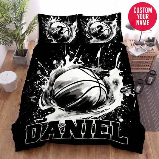 BlueJose Personalized Basketball Ball Graffiti Black And White Duvet Cover Bedding Set