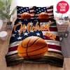 BlueJose Personalized Basketball With American Flag Background Duvet Cover Bedding Set