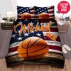 BlueJose Personalized Basketball With American Flag Background Duvet Cover Bedding Set