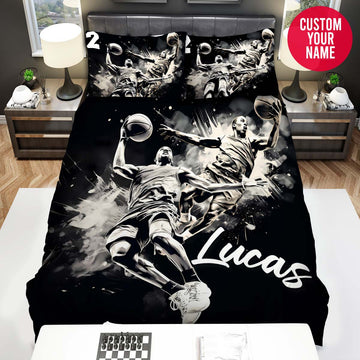 BlueJose Personalized Basketball Player Slam Dunk Artwork Duvet Cover Bedding Set
