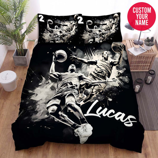 BlueJose Personalized Basketball Player Slam Dunk Artwork Duvet Cover Bedding Set