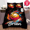 BlueJose Personalized Basketball Ball Colourful Shine Custom Name Duvet Cover Bedding Set