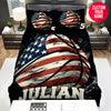 BlueJose Personalized American Flag Basketball Artwork Custom Name Duvet Cover Bedding Set