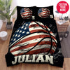 BlueJose Personalized American Flag Basketball Artwork Custom Name Duvet Cover Bedding Set