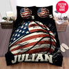 BlueJose Personalized American Flag Basketball Artwork Custom Name Duvet Cover Bedding Set