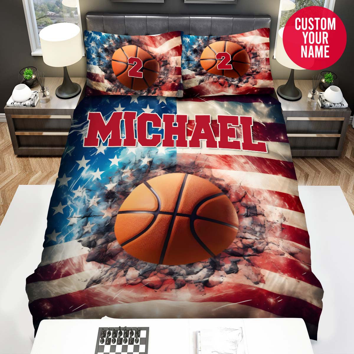 BlueJose Personalized Basketball Best Gift For Basketball Lovers Custom Name Duvet Cover Bedding Set
