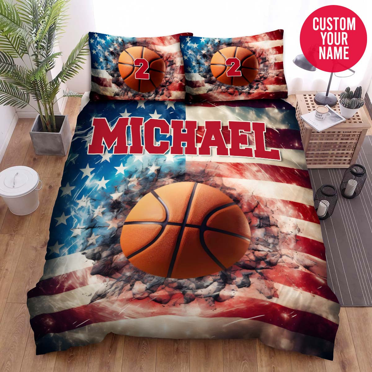 BlueJose Personalized Basketball Best Gift For Basketball Lovers Custom Name Duvet Cover Bedding Set