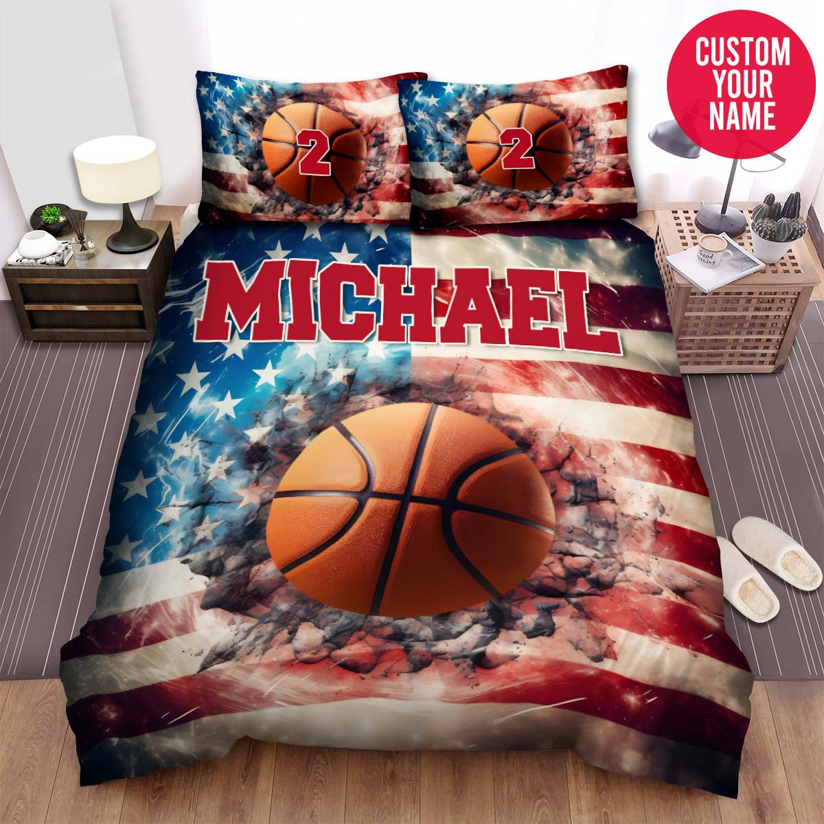 BlueJose Personalized Basketball Best Gift For Basketball Lovers Custom Name Duvet Cover Bedding Set