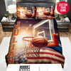 BlueJose Personalized Basketball On Hoop With American Flag Custom Name Duvet Cover Bedding Set
