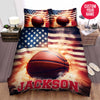 BlueJose Personalized Basketball Ball On American Flag Background Duvet Cover Bedding Set
