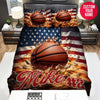 BlueJose Personalized Basketball And American Flag For Baseball Lovers Duvet Cover Bedding Set