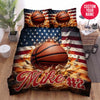 BlueJose Personalized Basketball And American Flag For Baseball Lovers Duvet Cover Bedding Set