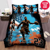 BlueJose Personalized Basketball Players With American Flag Art Custom Name Duvet Cover Bedding Set