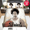 BlueJose Personalized Black Boy Hold Basketball Ball Illustration Duvet Cover Bedding Set