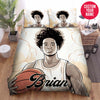 BlueJose Personalized Black Boy Hold Basketball Ball Illustration Duvet Cover Bedding Set