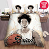 BlueJose Personalized Black Boy Hold Basketball Ball Illustration Duvet Cover Bedding Set