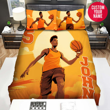 BlueJose Personalized Basketball Player Artwork Custom Name Duvet Cover Bedding Set