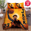 BlueJose Personalized Black Boy For Basketball Lovers Custom Name Duvet Cover Bedding Set