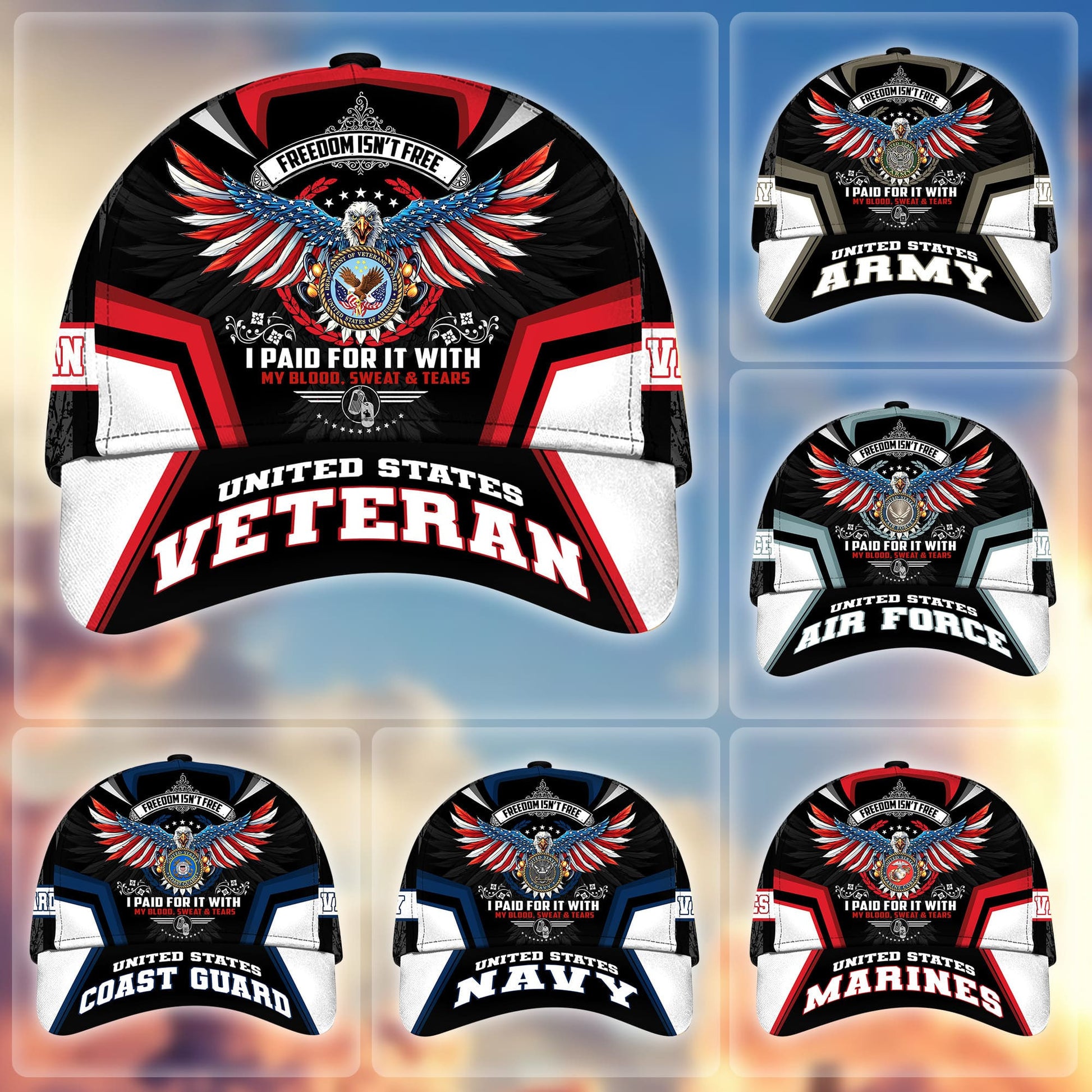 BlueJose Premium Freedom Is Not Free US Veteran Cap APVC151102