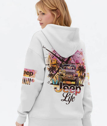 BlueJose Jeep Life Compass Beach Painting Hoodie