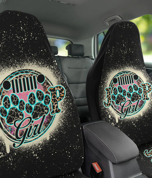 BlueJose Jeep Girl Dog Leopard Bleached Automotive Car Seat Cover