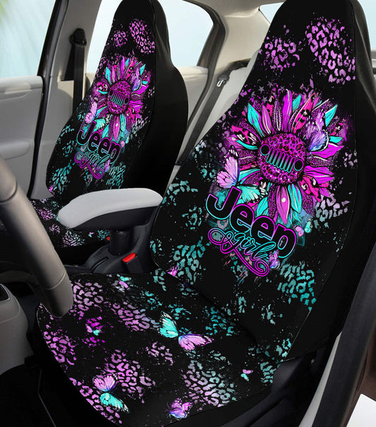 BlueJose Leopard Sunflower Jeep Girl 2 Car Seat Cover